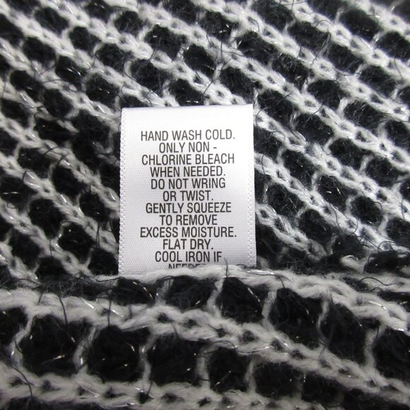 Princess Vera Wang Womens Cardigan Size Small Open Front Black White Knit Collar - Picture 5 of 7